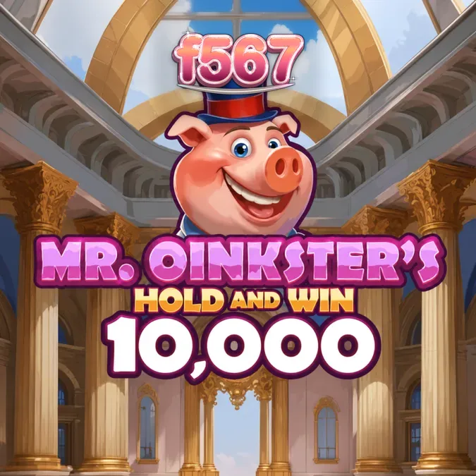 Interface colorida e temática de porquinho-cofre no slot Mr. Oinkster’s Hold & Win 10,000